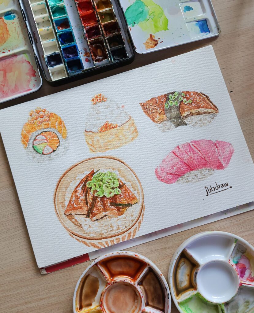 japanese food watercolor